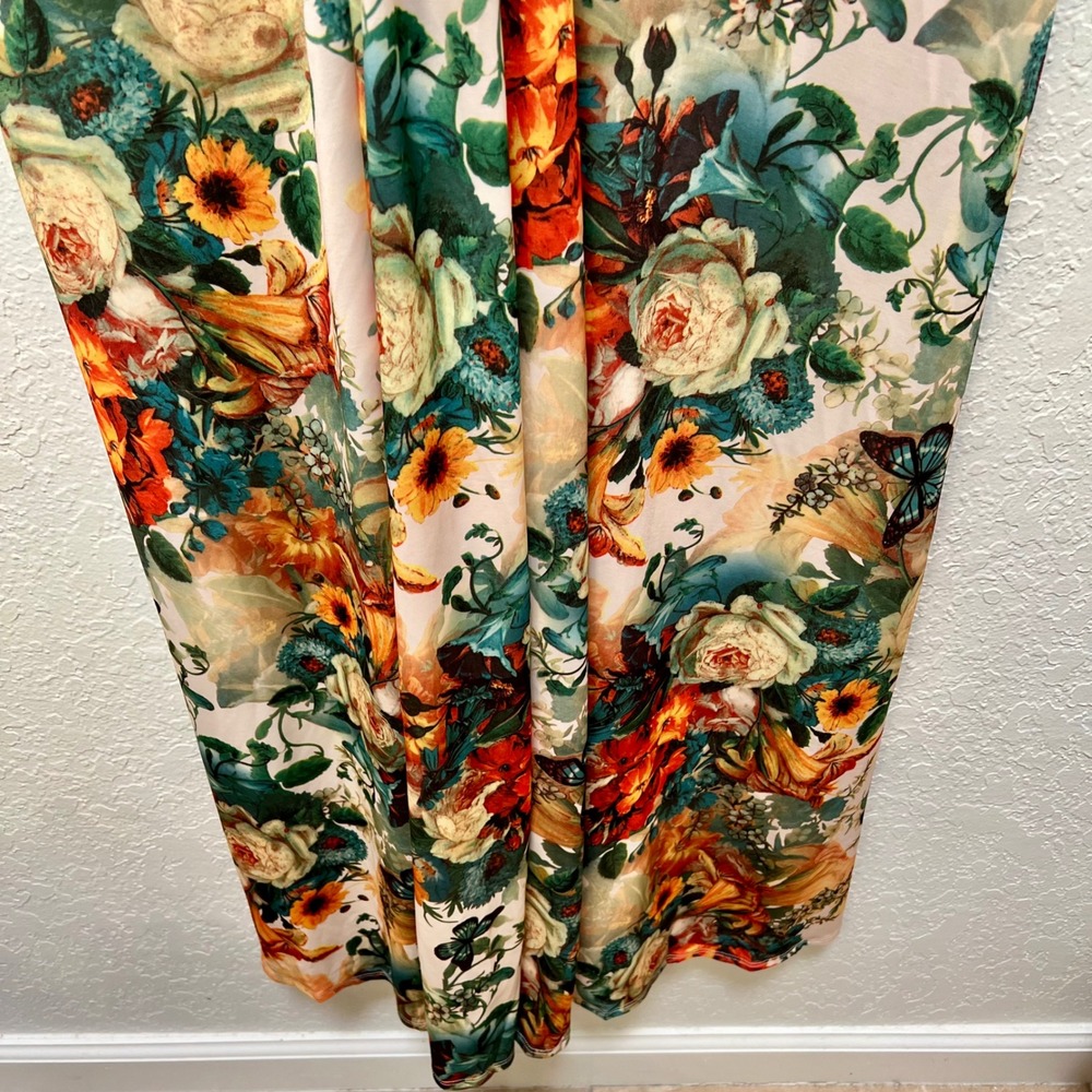 KOH KOH Womens 2X Floral Butterfly Twist Front V-Neck Maxi Dress Multicolor NWT - Picture 4 of 8
